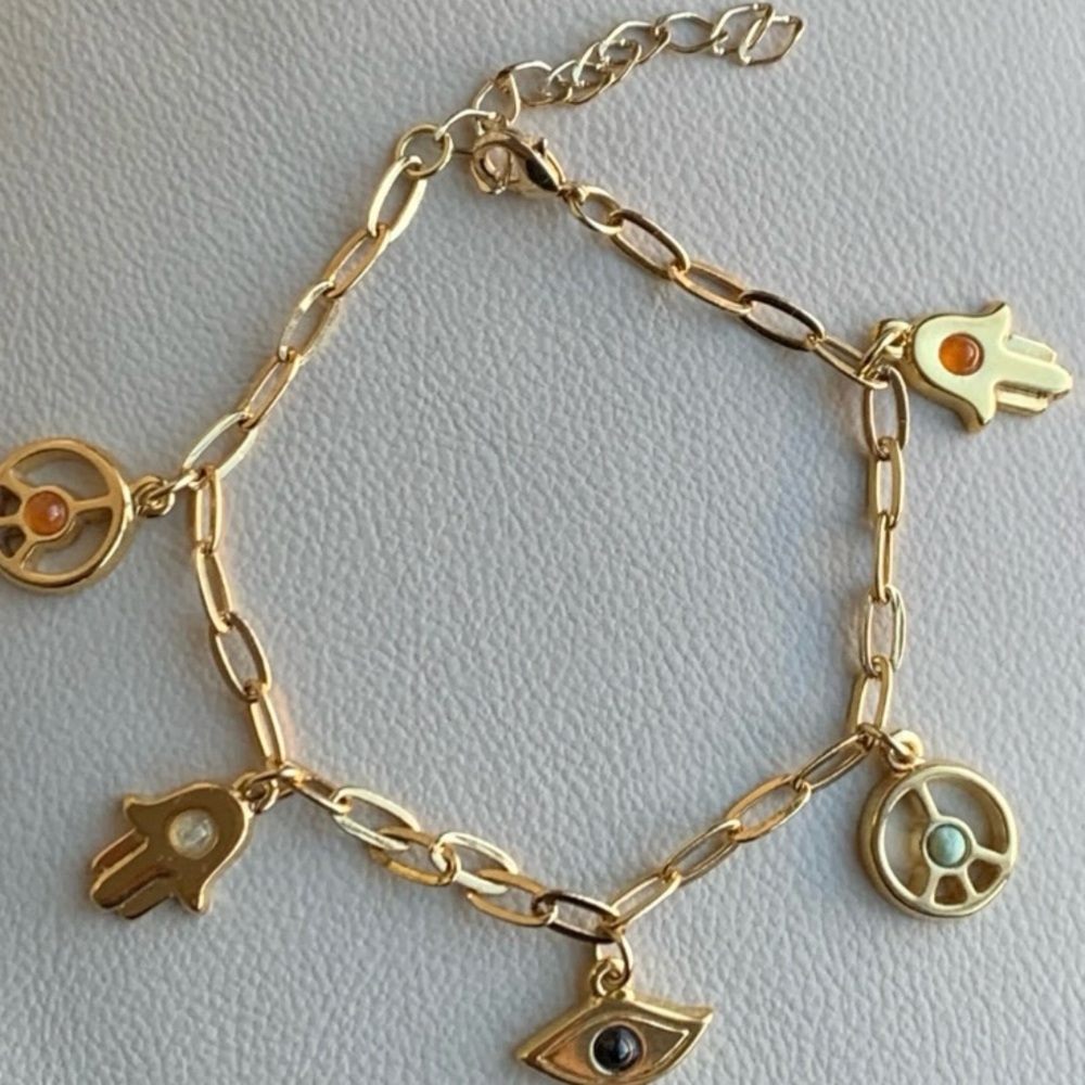 Natural Stones Protector bracelet 18K Gold Plated